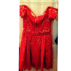 Red, Crochet Styled Dress
